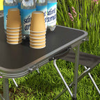 Outsunny Folding and Adjustable Camping Table Set with 4 Chairs and Umbrella Hole, Made of Aluminum and Wood, Black
