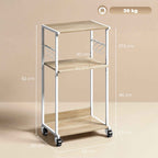 HOMCOM 3-Tier Printer Stand with Wheels and Hooks, Natural