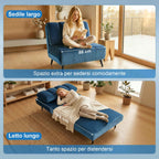 Folding Convertible Sofa Bed with Adjustable Backrest, Blue