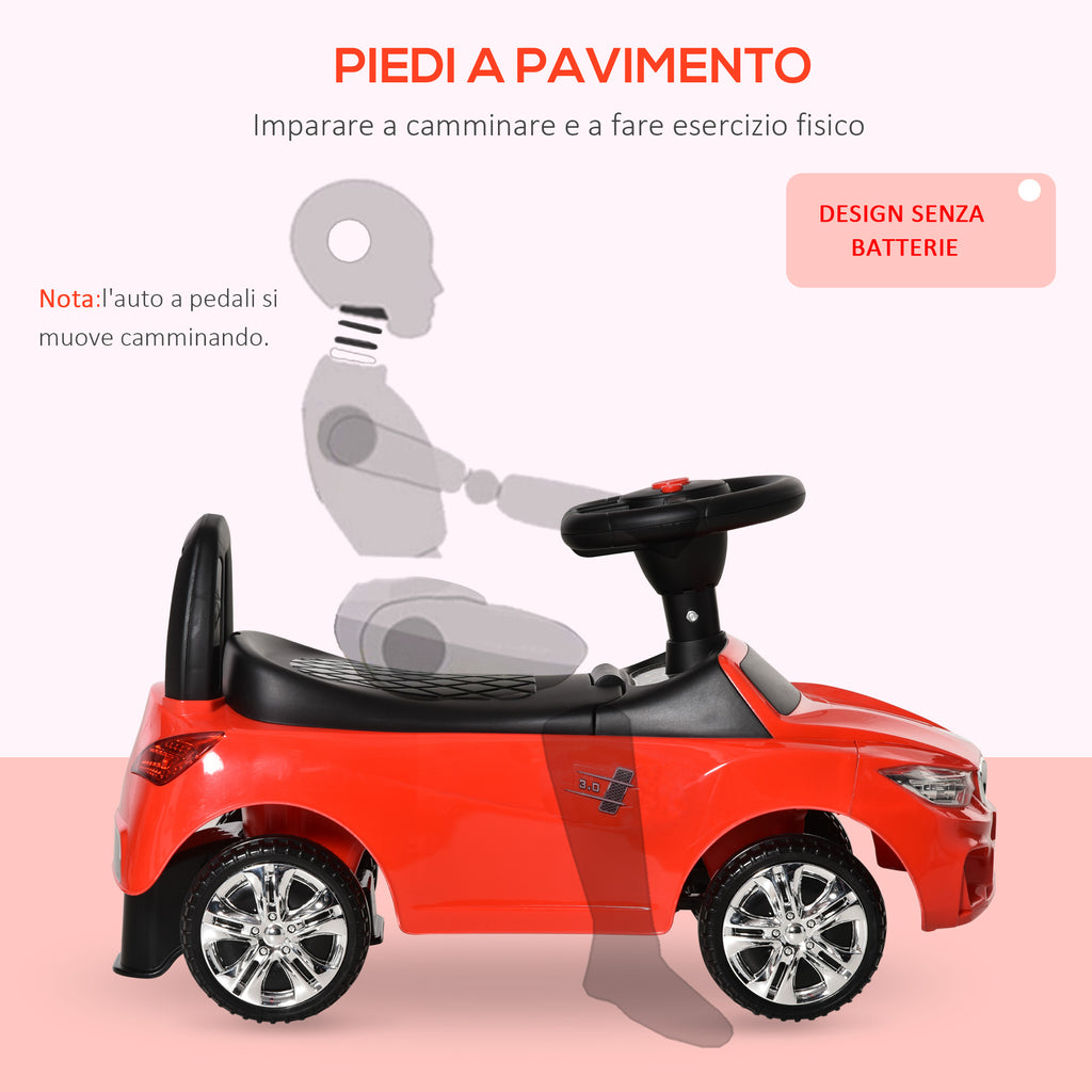 Kids Ride-On Toy Car with Steering Wheel, Headlights and Music, Age 18-36 Months, Red