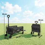 Outsunny 72L Folding Garden Cart with Adjustable Handle, Steel and Oxford Fabric, 114x46x92 cm, Black