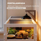 PawHut Raised Turtle House with Divider, Removable Tray, Made of Wood and PS, 104x53x82 cm, Grey and White