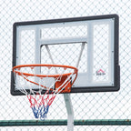 Basketball Hoop for Adults with Adjustable PVC Backboard 210-260cm Built-in Wheels White