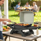 Outsunny 2300W Portable Tabletop Electric Barbecue with Side Shelves, Black.