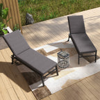 Outsunny Set of 2 Outdoor Chair Cushions with Ties and 2 Pads, in Polyester and Cotton, 190.5 x 58.4 x 7 cm, Grey
