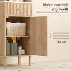 Bathroom Cabinet with Drawer, 2 Cabinets and Adjustable Shelves, Marble Effect Shelf, 41.5x30x168 cm, Oak