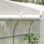 Garden Tunnel Greenhouse with 6 Windows and Roller Door, Steel and PE, 3.5x3x2 m, White