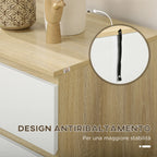 Modern 6 Drawer Wooden Chest of Drawers, 135x48x77cm, White and Wood Color