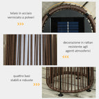 Outsunny Solar Garden Lantern with LED Light in Rattan and Metal, Ø21.5x61cm, Brown
