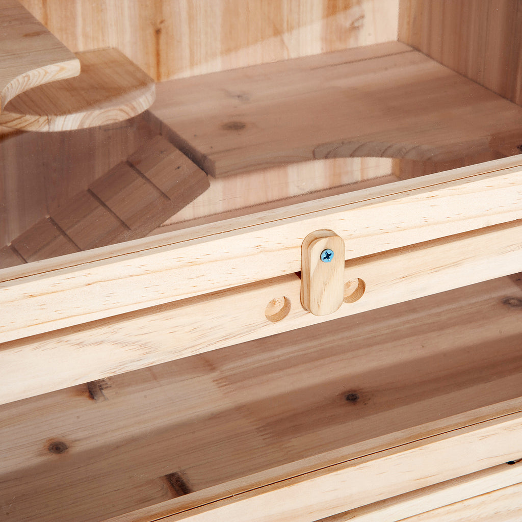 Solid Wood Hamster Cage for Rodents and Guinea Pigs with Opening Roof, 4 Connected Shelves with Ramps, 60x40x120cm