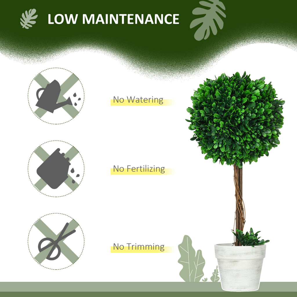 Set of 2 Indoor and Outdoor Boxwood Trees with Pot, Ø28x60cm