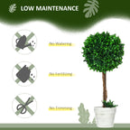 Set of 2 Indoor and Outdoor Boxwood Trees with Pot, Ø28x60cm
