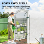 Outsunny Garden Greenhouse with 2-Tier Shelves and Roll-Up Door, Steel and PE, 123x187x189 cm, White