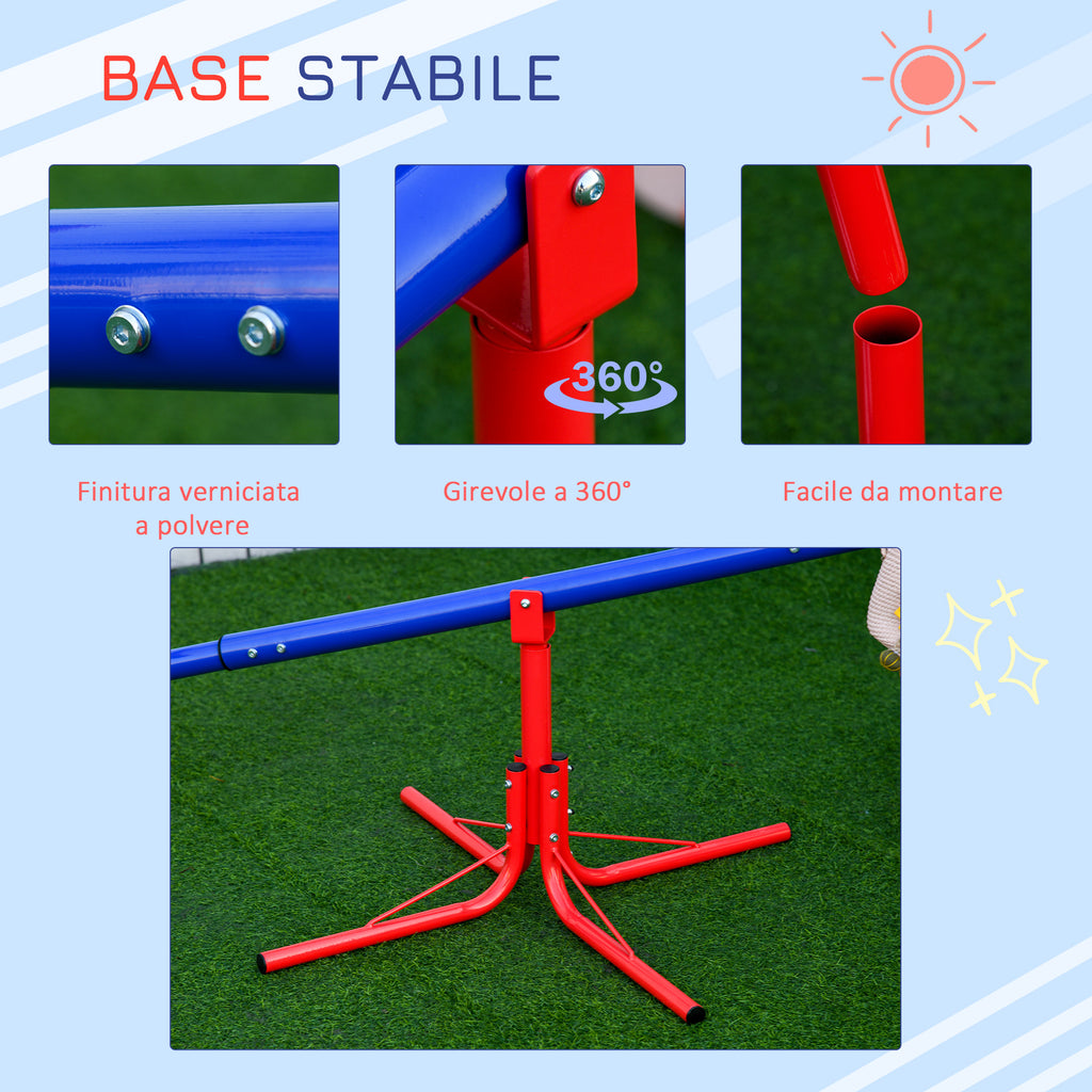 Outsunny 360° Rotating Double Seesaw Children's Swing in Metal and PP, Ages 3-8 Years, 182x77x63cm Multicolor