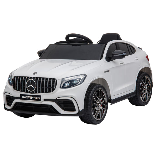 Electric Ride-On Car for Kids 3-5 Years Mercedes with Seat Belt and Remote Control, White - Borgè