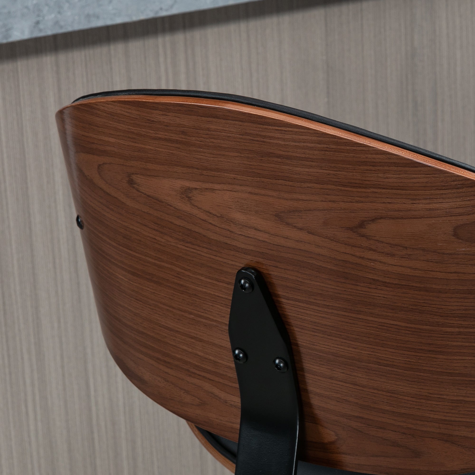 Set of 2 Bar Stools with Height-Adjustable Backrest, Wood and Faux Leather, 53x52x92-112 cm, Black