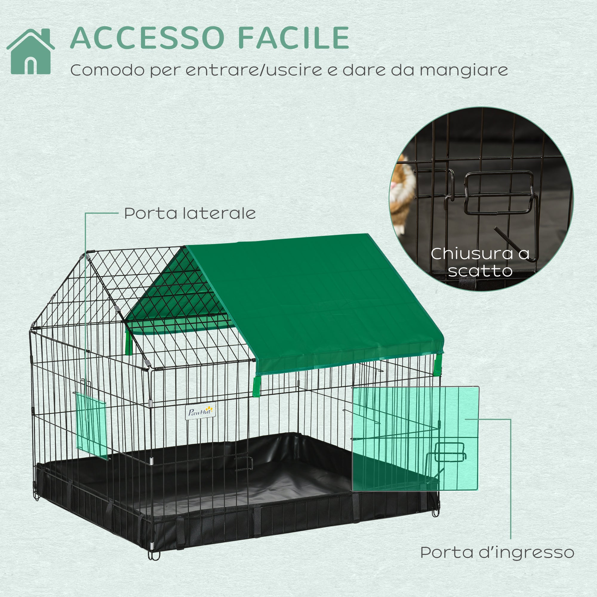 Rabbit and Guinea Pig Cage in Metal and Oxford Fabric 90x75x75cm