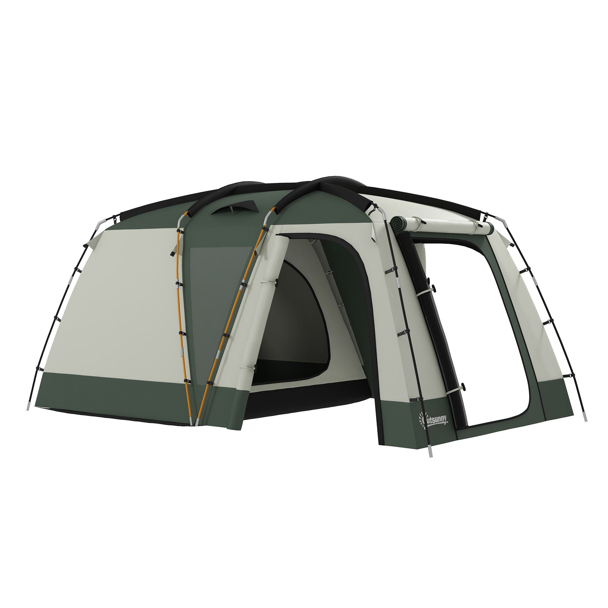 Outsunny Waterproof 4-Person Camping Tent with Sleeping Area and Living Area, in Polyester, 460x300x200 cm, Green - Borgè