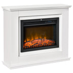 Electric Fireplace Realistic Flame Effect with White Wooden Frame, Timer and Remote Control, 1000W and 2000W, 98x27. 5x80cm