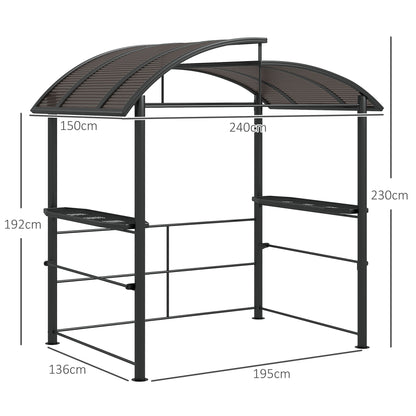 Outsunny Gazebo for Barbecue with Roof and 2 Storage Shelves, in Metal and PC, 240x150x230cm, Dark Gray - Borgè