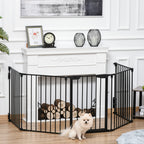 PAWHUT DOG CANCELLY Small and medium folding size with 5 panels, metal and plastic, 300x3x74.5 cm, black - Borgè