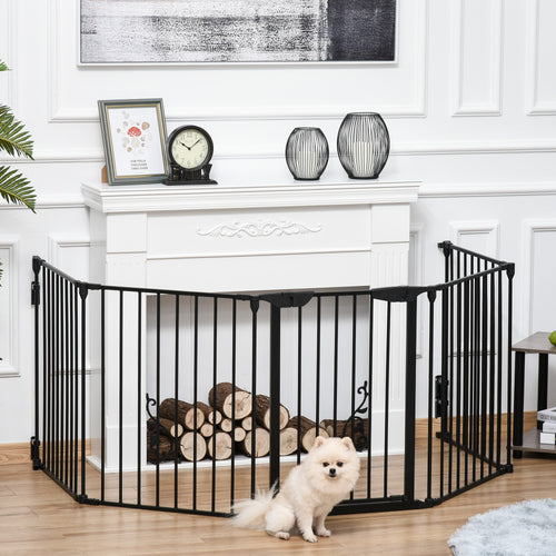 PAWHUT DOG CANCELLY Small and medium folding size with 5 panels, metal and plastic, 300x3x74.5 cm, black - Borgè