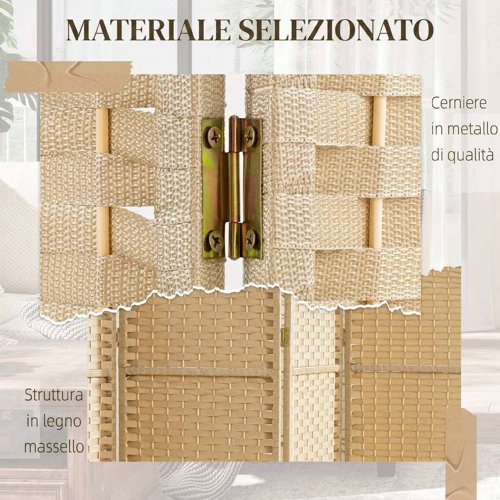 HOMCOM 6-Panel Folding Room Divider, 240x170 cm, Beige