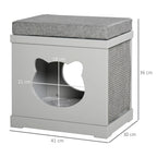 Wooden Cat House with 2 Pillows and Removable Scratching Posts, Grey, 41x30x36cm - Borge' Group Limited
