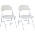 Set of 2 Folding Chairs Padded in PU Faux Leather and Metal, 45x46x78 cm, White