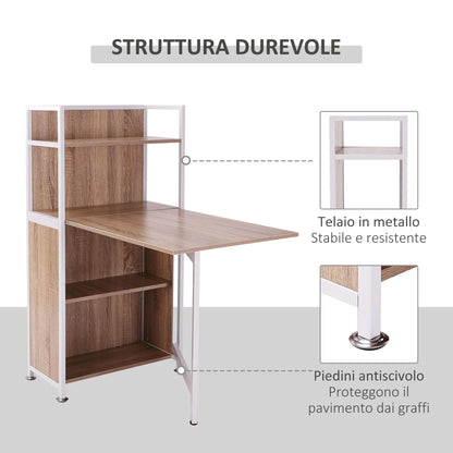 Corner Cabinet with Computer Desk, Pull-out Dining Table in MDF Wood and Metal, 97.5x62x121 cm