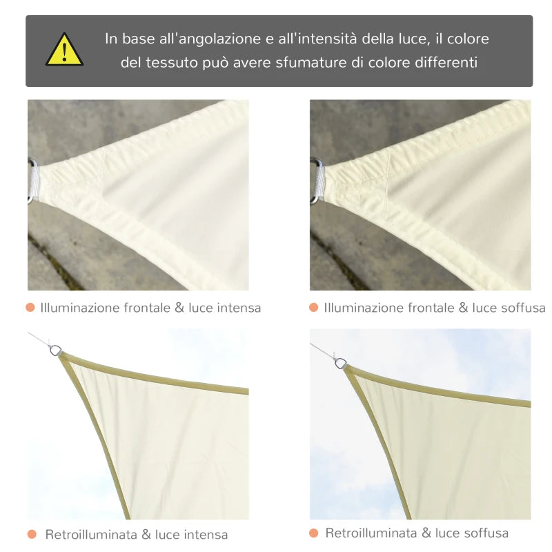 4x6m Rectangular Shade Sail, Breathable Anti-UV Polyester Outdoor Awning, Cream White - Borge' Group Limited