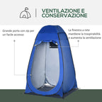 Camping and Beach Shower Tent with Zipper Door and Transport Bag, 126x124x189 cm, Dark Blue