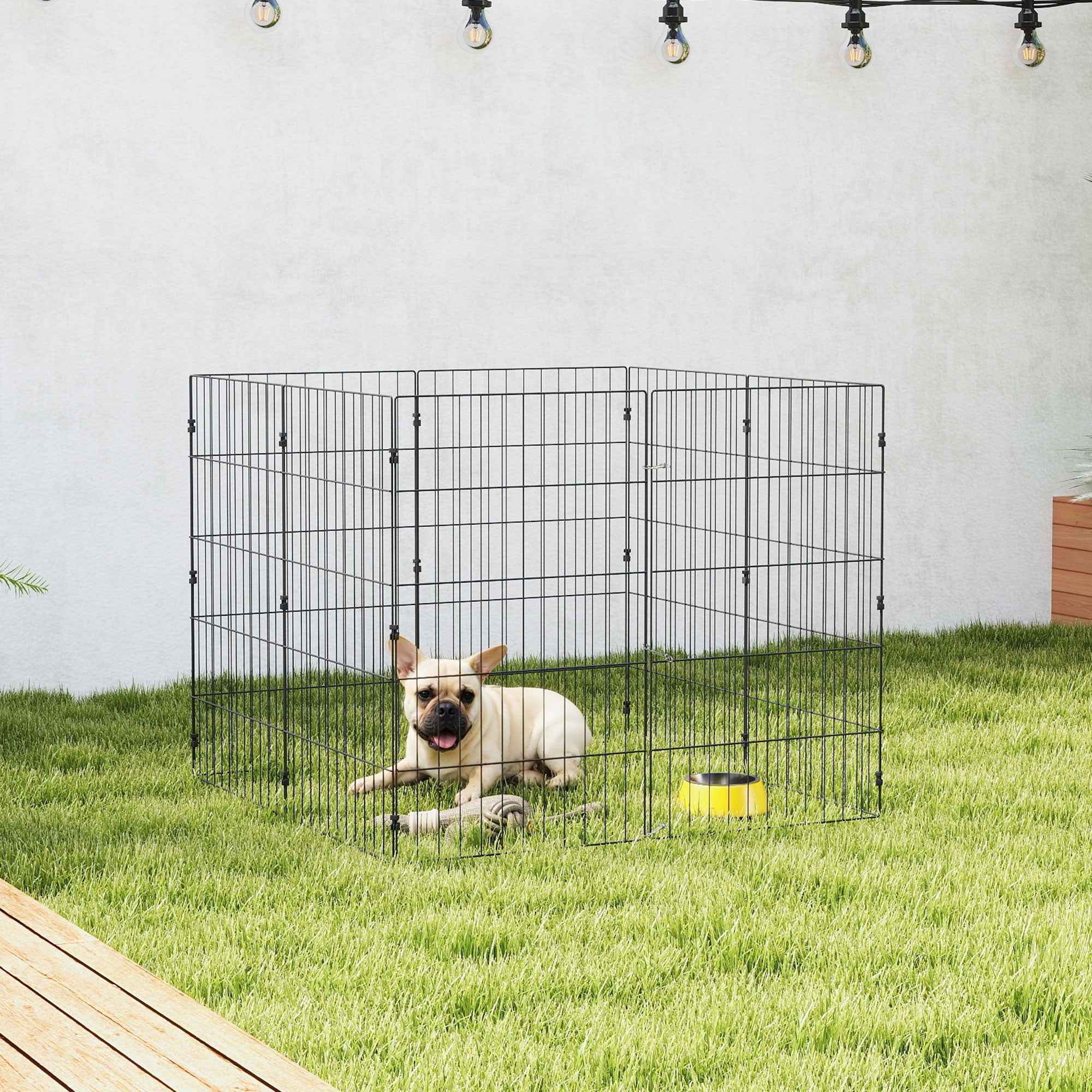 PawHut Dog Playpen Expandable Foldable Metal Enclosure 50x80cm Black