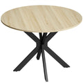 HOMCOM Round Folding Drop-Leaf Table for 2-6 People, in Wood and Steel, 110x110x76 cm, Wood Color