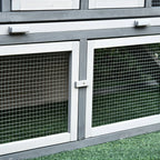 Outdoor Rabbit Hutch in Wood and Metal, Cage for 2-3 Rabbits or Rodents, Grey and White 225x70x100cm - Borge' Group Limited