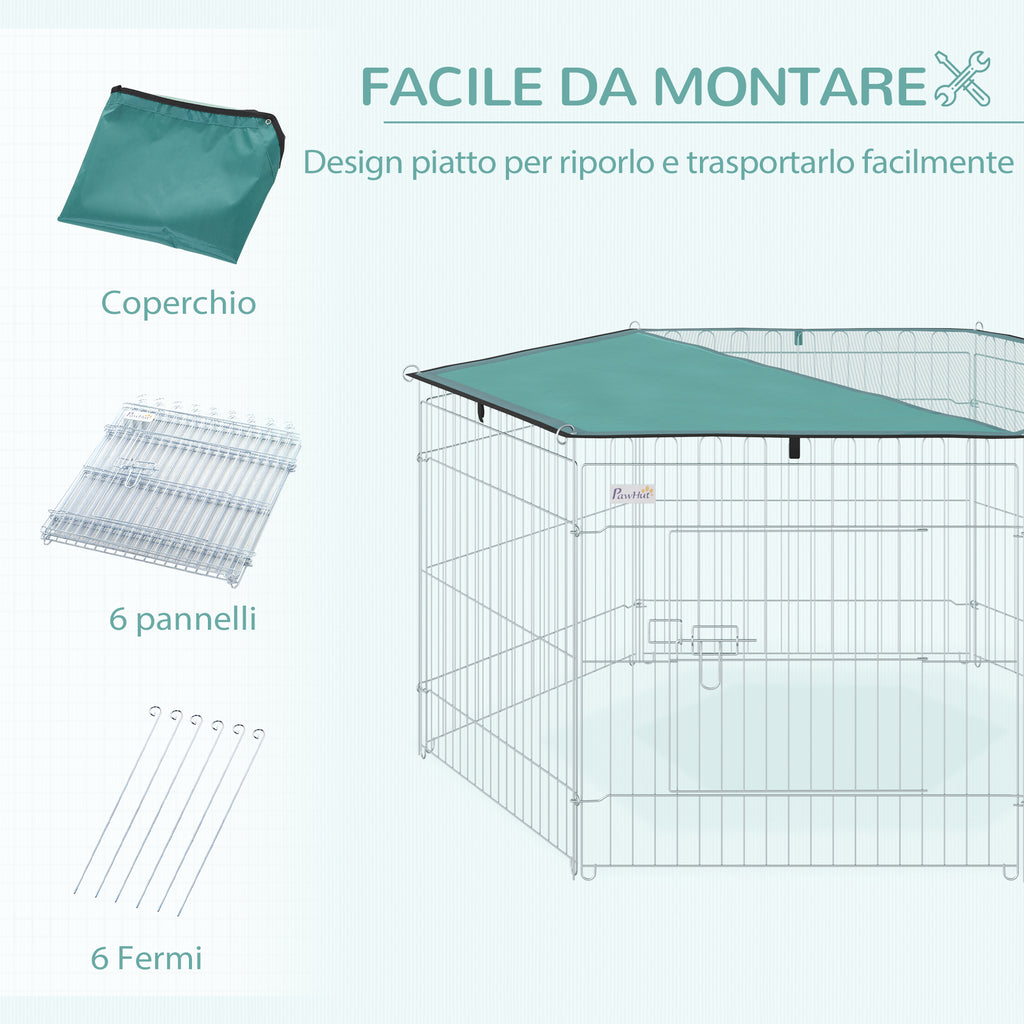 Folding Wire Playpen for Dogs and Puppies Ø120x60 cm with Waterproof Polyester Cover