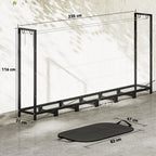 0.8m³ Adjustable Firewood Shed with Waterproof Tarpaulin and Steel Chains, 235x31x116cm, Black