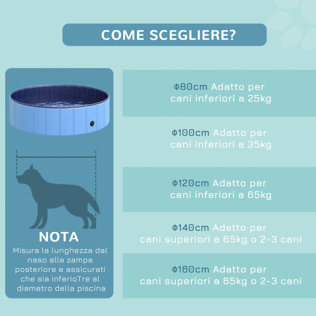 Foldable Plastic Dog Pool with Stable Edge for Pets, Blue, 120 x 30 cm (ØxH) - Borge' Group Limited