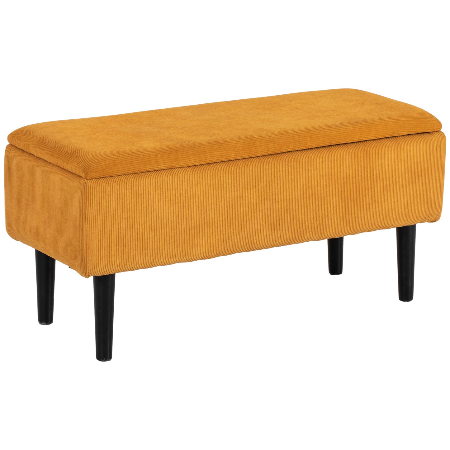 Bed Bench in Polyester and Wood for Bedroom and Entrance, 95x38x45 cm, Orange