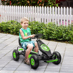 Pedal Go Kart for Kids Ages 5-12 with Adjustable Seat, Metal and PP 121x58x61 cm, Green and Black