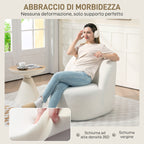 Ergonomic Backrest Lounge Chair in Sherpa Fabric and Foam, 73x82x71 cm, Cream White