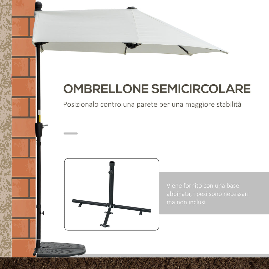 Semicircular Umbrella with Crank and Anti-UV Canopy, 200x190x240 cm, Cream