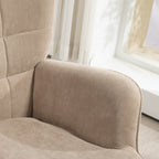 Contemporary Velvet Fabric Armchair with Footstool, 72x80x101 cm, Light Brown