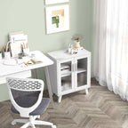 HOMCOM Modern Multipurpose Sideboard with 2 Transparent Doors and 2 Shelves, 61x35x75cm, White - Borgè