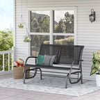 2-Seater Garden Swing Bench in Metal and Breathable Mesh Fabric, 120x70x85cm, Black - Borge' Group Limited
