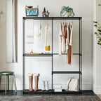 Wardrobe with 2 Rods and 4 Shelves, in Non-Woven Fabric, Plastic and Steel, 142x43x185 cm,