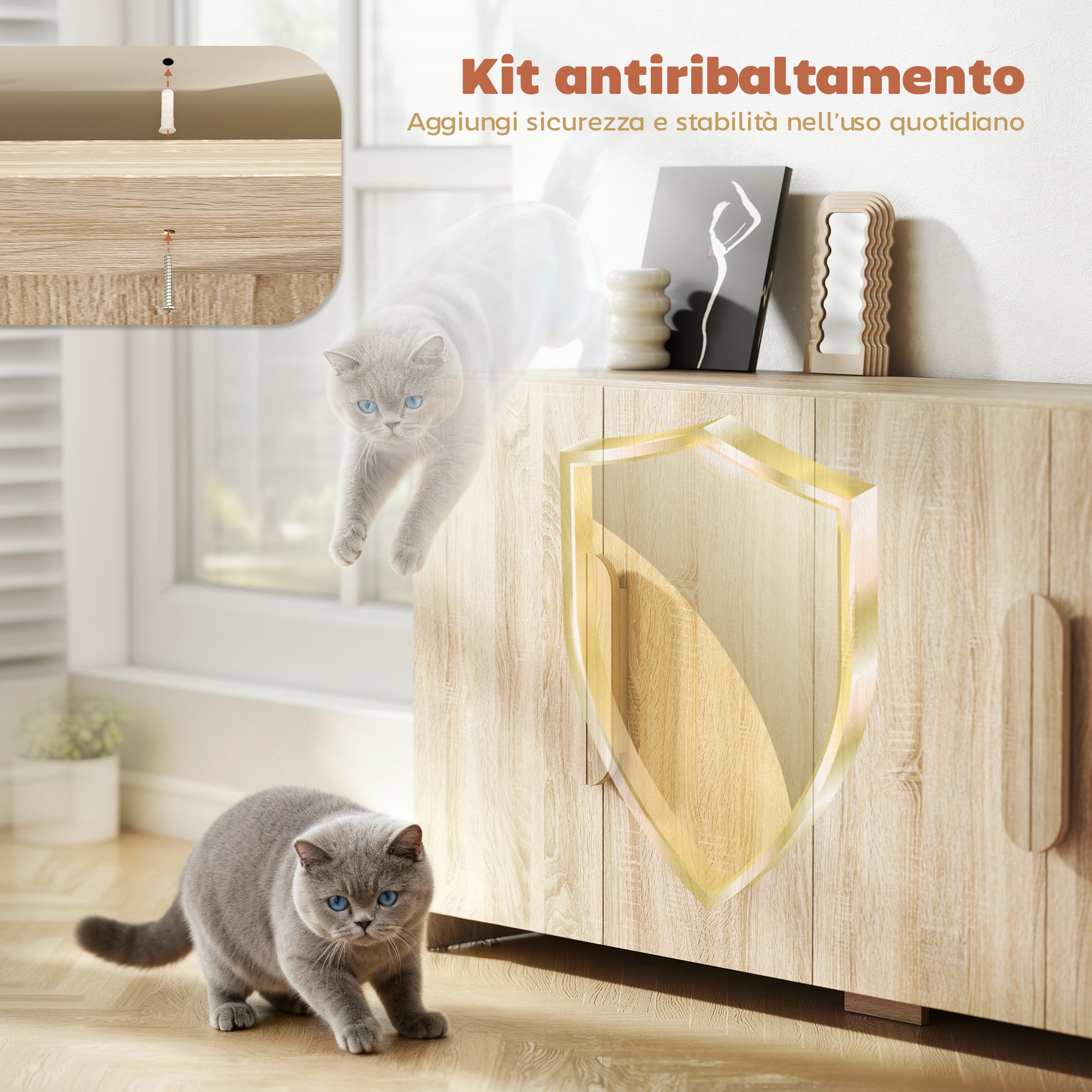 Sideboard with 2 Cabinets, Soft-Close Doors and Adjustable Shelves, 157x39x82 cm, Natural Wood
