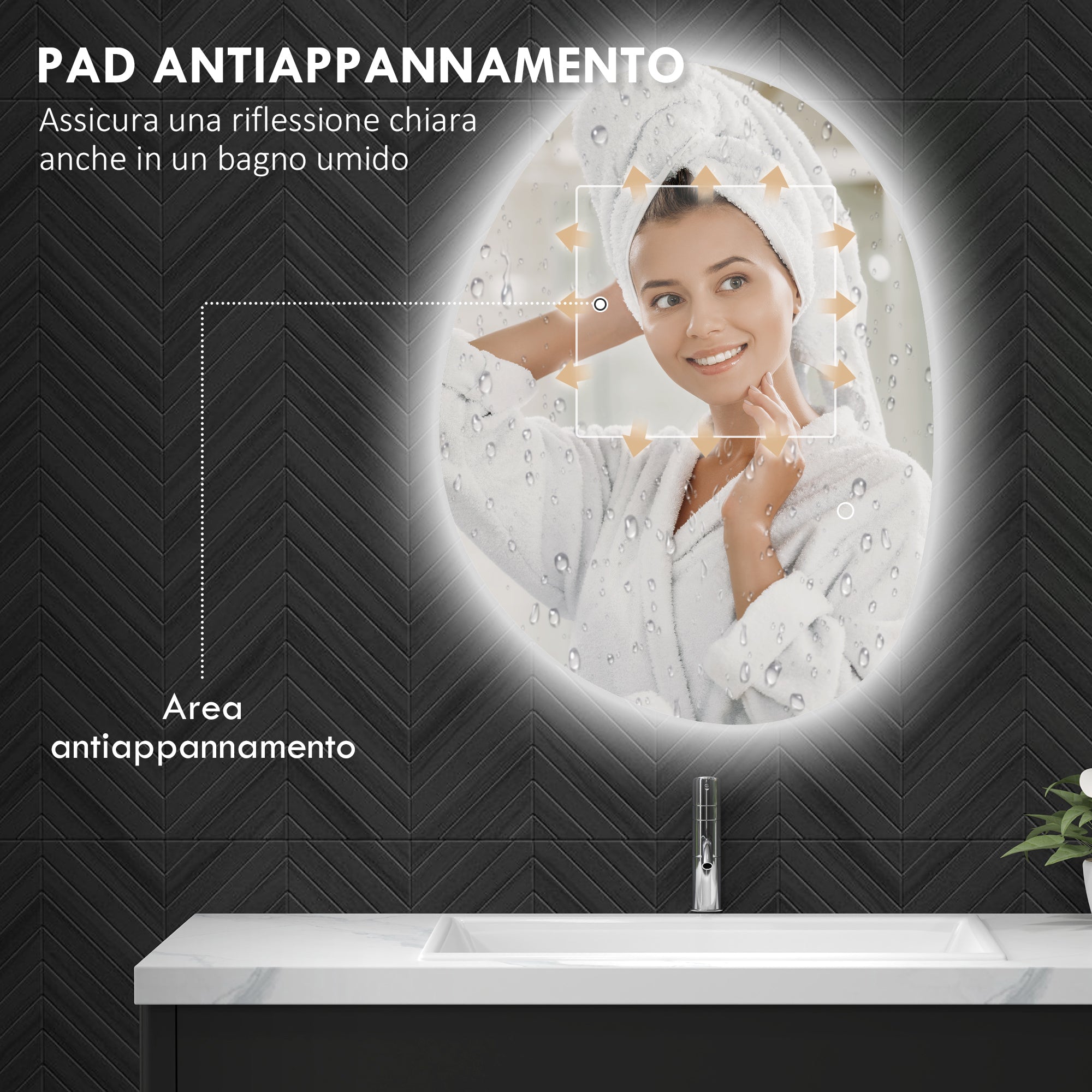 LED Illuminated Bathroom Mirror with Adjustable Color and Temperature, Tempered Glass, 70x5x50 cm, Silver