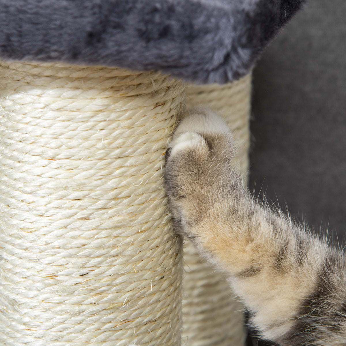 PawHut 4-Step Plush Dog and Cat Ladder with Sisal Scratching Posts, Grey