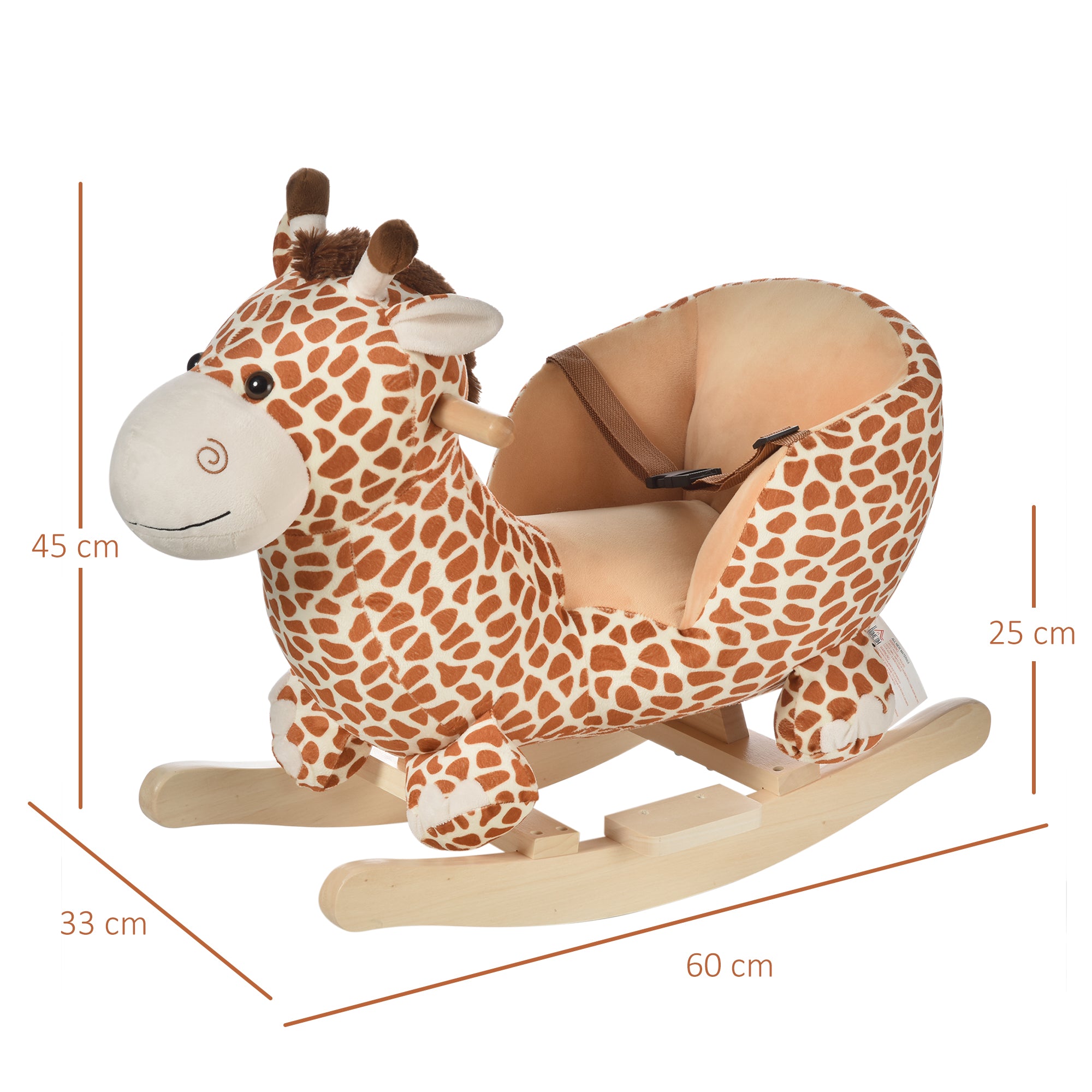 Wooden Giraffe Rocking Horse for Children 60x33x45cm